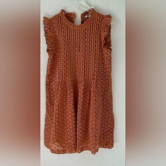 MADEWELL Eyelet Ruffle-Sleeve Pintuck Mini Dress Size M - Picture 4 of 8